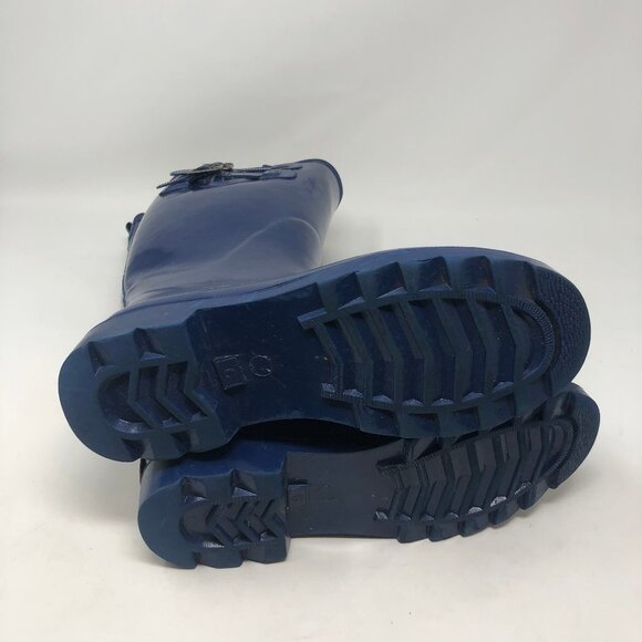 Chooka Navy Posh Solid Tall Rubber Rain Boots 6 - Picture 7 of 8
